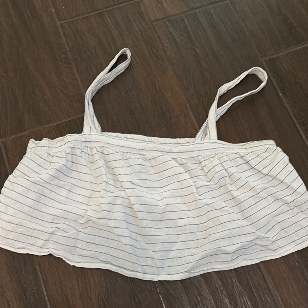 Striped White and Blue Crop Top